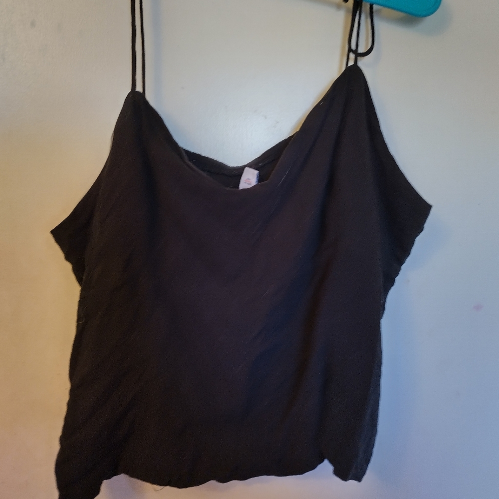 Black Tie-Shoulder Crop Top